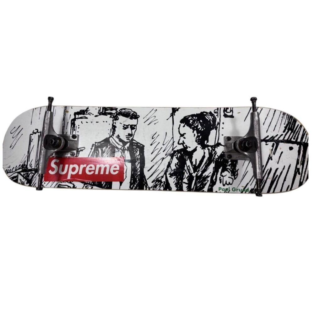 Supreme x Paul Grund Skateboard Deck Black and White Art‎ Supreme Logo Used